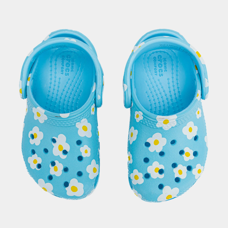 Classic Clog Daisy Infant Toddler Sandals (Blue/White)