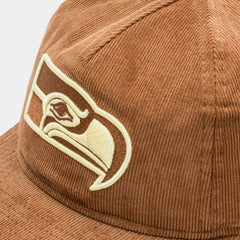 Seattle Seahawks Golfer Snapback Mens Hat (Brown/White)