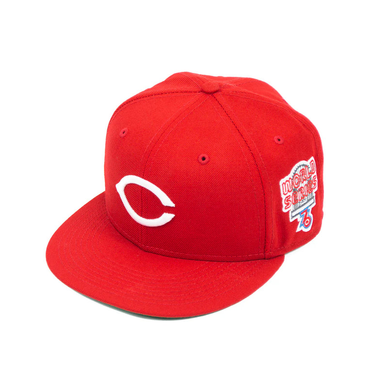 New Era Cincinnati Reds WS '76 White Blue 59Fifty 5950 Patch Fitted Cap Hat