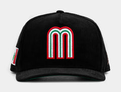 Mexico Curve Corduroy 950AF Snapback Mens Hat (Black/Green)