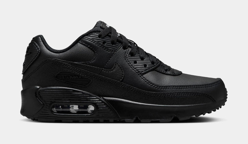 Air Max 90 Triple Black Grade School Running Shoes (Black/White) 