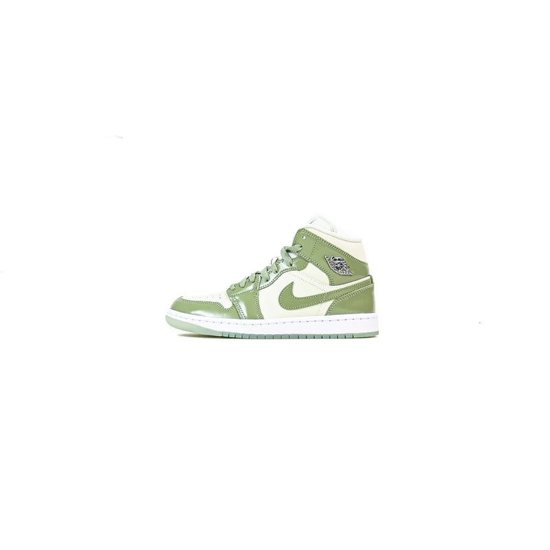 Wmns Nike Air Jordan 1 Mid SE Sea Glass Oil Green White Grey HF4079-003 Sneaker Shoe Trainer