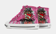 Skull High Top Preschool Lifestyle Shoes (Pink/White)