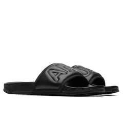 Padded Leather Slider- Black/Black