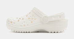 Classic Clog Floral Cut Out Preschool/Grade School Sandals (White)