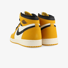 Kids Nike Air Jordan 1 High OG GS Yellow Ochre Black Sail White Gold Sneaker Shoe Trainer