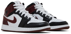 Kids Nike Air Jordan 1 Mid SE GS White Dark Pony Black Red HF3193-102 Sneaker Shoe Traienr