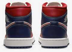 WMNS Nike Air Jordan 1 Mid SE Gym Red Midnight Navy Blue White Sneaker Shoe Trainer