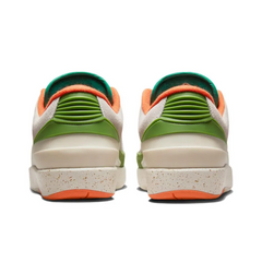 WMNS Nike Air Jordan 2 Retro Low Titan Sail Safety Orange Chlorophyll Green White Beige Sneaker Shoe Trainer
