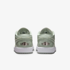Wmns Nike Air Jordan 1 Low SE Sail Seafoam Metallic Silver Green White Grey Black HF4078-100 Sneaker Shoe Trainer