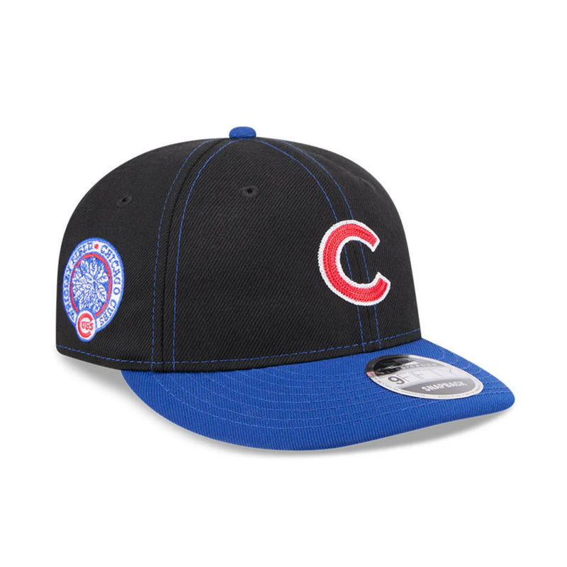 New Era 9Fifty Retro Crown Chicago Cubs Wrigley Field Patch Snapback Hat - Black, Royal