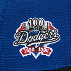 New Era 59Fifty Los Angeles Dodgers 100Th Anniversary Patch Hat - Royal, Black, Red, Metallic Silver