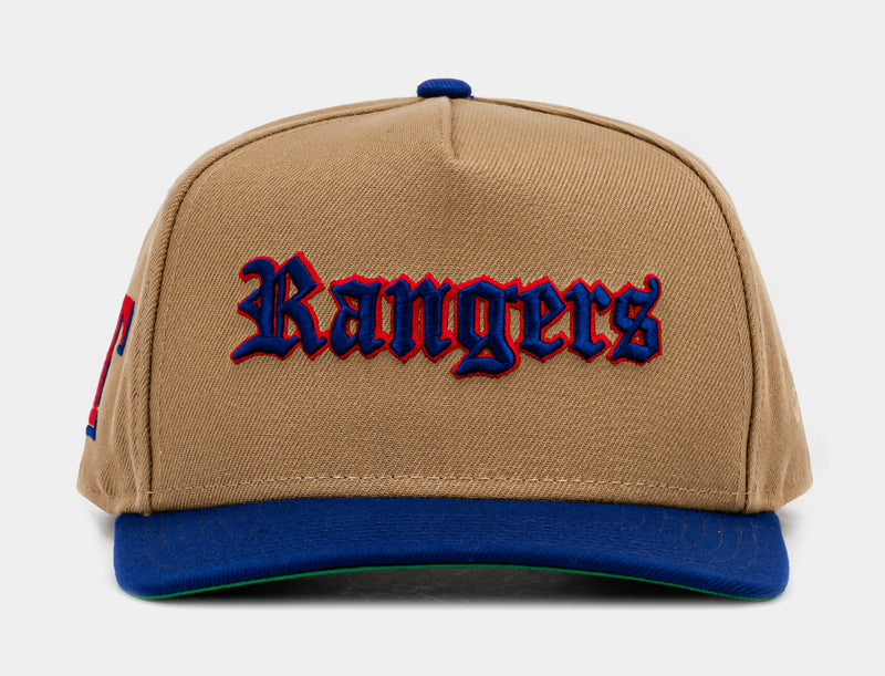 Texas Rangers Khaki 950AF Snapback Mens Hat (Khaki/Blue)