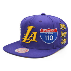 Los Angeles Lakers Mitchell & Ness NBA CHAMP PATCH up Snapback - Purple