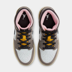 Air Jordan 1 Mid SE Grade School Lifestyle Shoes (White/Cave Stone/Dark Sulfur/Oil Grey)