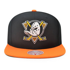 Anaheim Ducks Mitchell & Ness NHL Team 2 Tone 2.0 Snapback Adjustable Hat - Black/Orange
