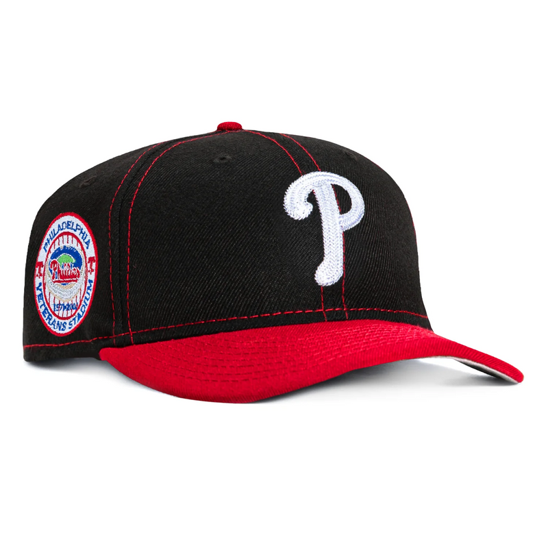 New Era 9Fifty Retro Crown Philadelphia Phillies Veterans Stadium Patch Snapback Hat - Black, Red
