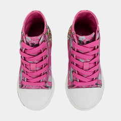 Skull High Top Preschool Lifestyle Shoes (Pink/White)