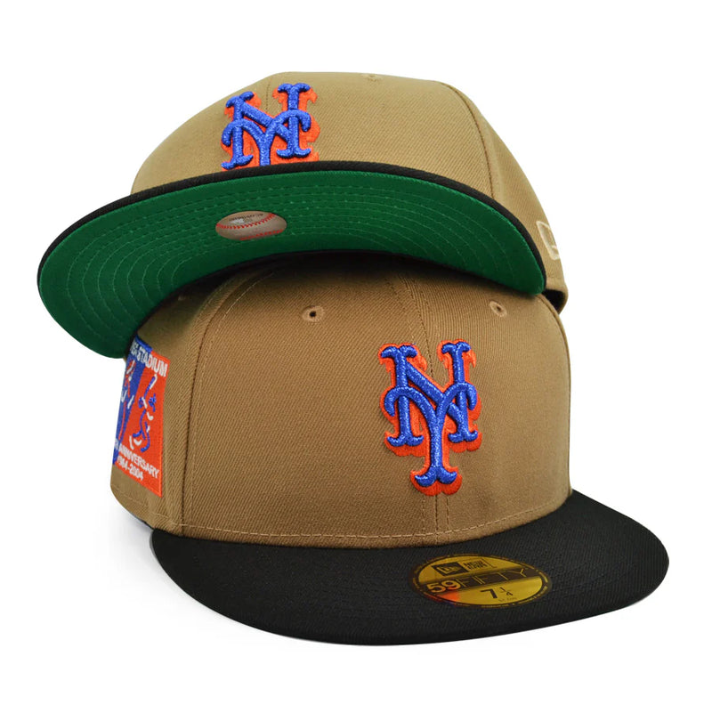 New York Mets 40Th Anniversary SHEA STADIUM Exclusive New Era 59Fifty Fitted Hat - Khaki/Black