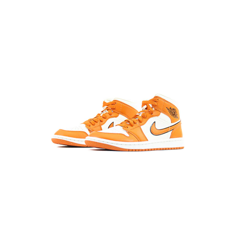 WMNS Nike Air Jordan 1 Mid SE Coconut Milk Sport Spice Black White Orange Sneaker Shoe Trainer