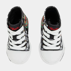 Black Cross High Top Infant Toddler Lifestyle Shoes (Black/White)