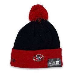 New Era 49ers Buttons Coll. NLF Sport Red Black White Blue Pom Cuffed Knit