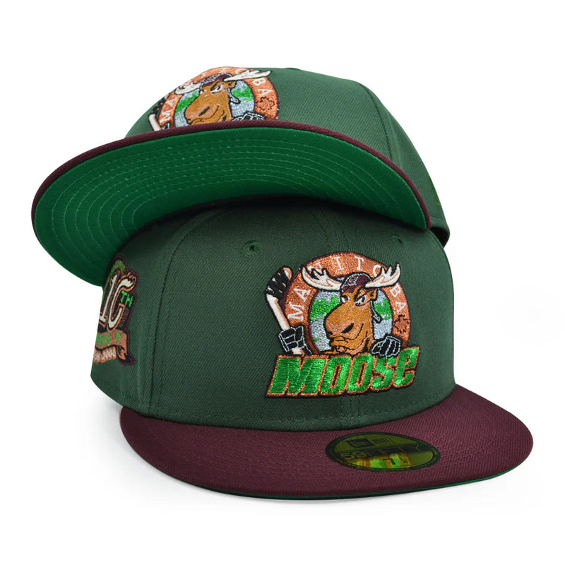 Manitoba Moose 10Th Season AHL Exclusive New Era 59Fifty Fitted Hat - Pine/Maroon