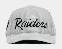 Las Vegas Raiders Corduroy Snapback Mens Hat (Grey/White/Black)