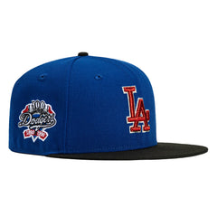 New Era 59Fifty Los Angeles Dodgers 100Th Anniversary Patch Hat - Royal, Black, Red, Metallic Silver