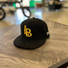 New Era Long Beach Glow Black Yellow Corduroy 59Fifty 5950 Patch Fitted Cap Hat