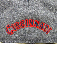 New Era Cincinnati Reds Grey Black Melton Wool 59Fifty 5950 Patch Fitted Cap Hat
