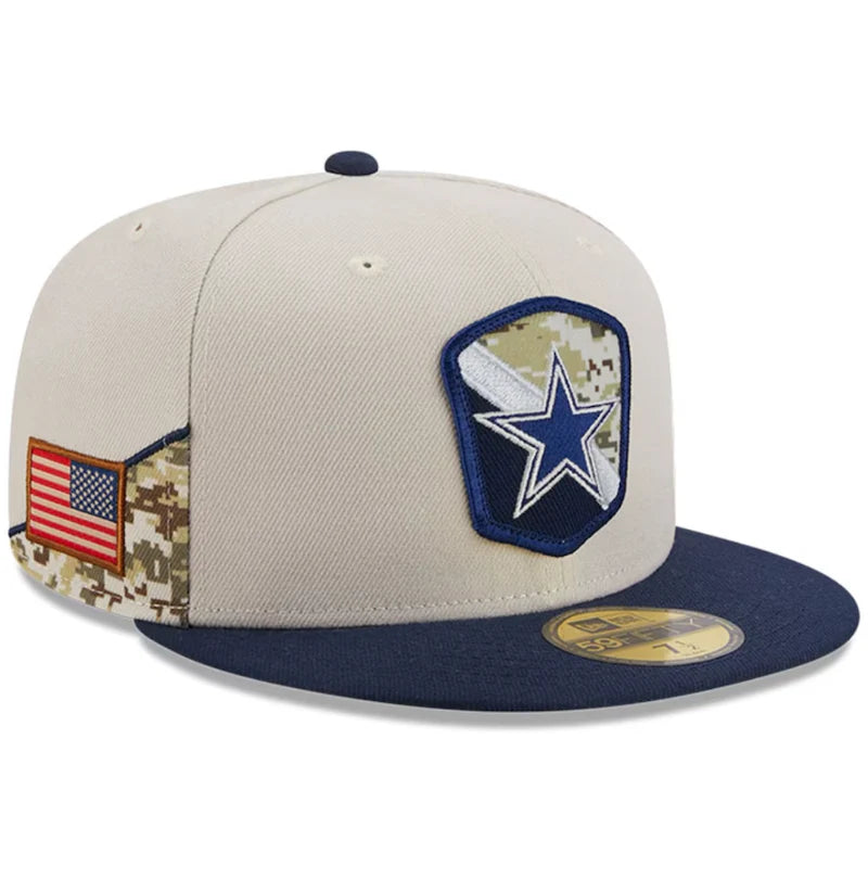 Dallas Cowboys New Era 2023 Salute to Service 59FIFTY Fitted Hat - Stone/Navy