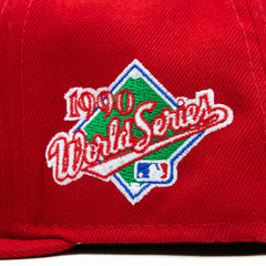 New ErA Cincinnati Reds '90 WS White 59Fifty 5950 Patch Fitted Cap Hat