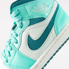 WMNS Nike Air Jordan 1 Mid SE Bleached Turq Sky J Teal Green White Sneaker Shoe Trainer