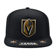 Vegas Golden Knights Mitchell & Ness NHL HAT TRICK Snapback Adjustable Hat - Black/Gold