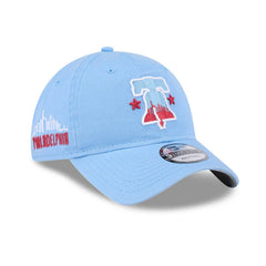 New Era 9Twenty Philadelphia Phillies City Patch Bell Strapback Hat - Light Blue
