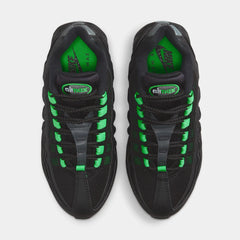 Air Max 95 Grade School Lifestyle Shoes (Black/Black/Pearl Grey/Green Shock)