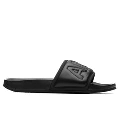 Padded Leather Slider- Black/Black