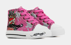 Skull High Top Infant Toddler Lifestyle Shoes (Pink/White)