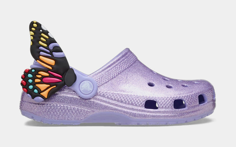 Classic Clog I Am Butterfly Infant Toddler Sandals (Purple/Black)