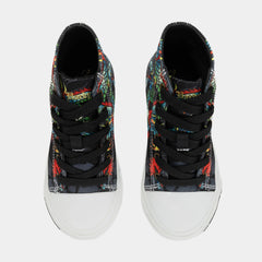 Dragon Tattoo High Top Preschool Lifestyle Shoes (Black/White)
