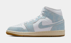 Air Jordan 1 Mid SE Womens Lifestyle Shoes (White/Sail/Gum Light Brown/Worn Blue)
