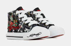 Black Cross High Top Infant Toddler Lifestyle Shoes (Black/White)