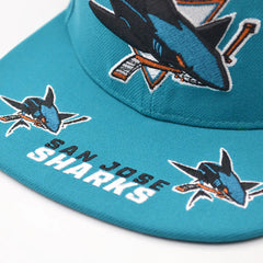 San Jose Sharks Mitchell & Ness NHL HAT TRICK Snapback Adjustable Hat - Teal/Black