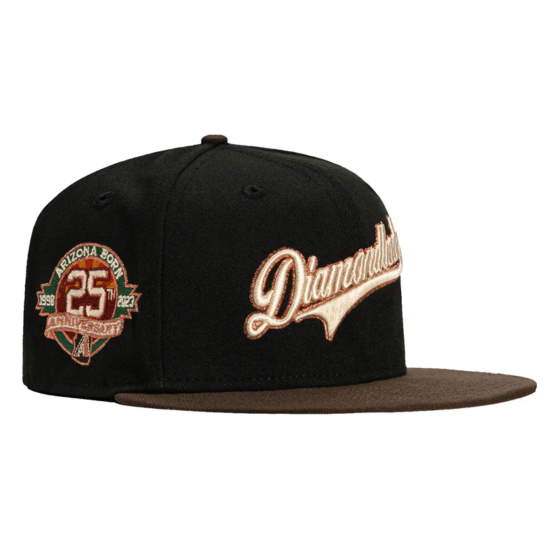New Era 59Fifty Arizona Diamondbacks 25Th Anniversary Patch Script Hat - Black, Brown