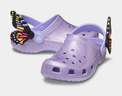Classic Clog I Am Butterfly Infant Toddler Sandals (Purple/Black)
