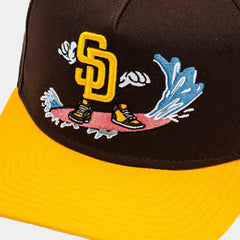 San Diego Padres Cartoon 950AF Snapback Mens Hat (Brown/Yellow)