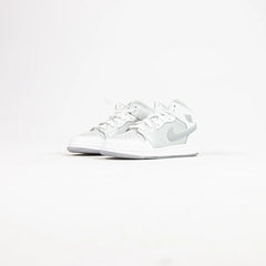 Nike Air Jordan 1 Mid SE BG Summit White Metallic Silver Grey Sneaker Shoe Trainer