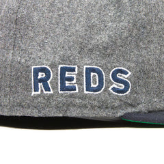 New Era Cincinnati Reds Grey Black Melton Wool 59Fifty 5950 Patch Fitted Cap Hat
