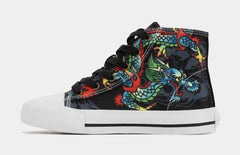Dragon Tattoo High Top Preschool Lifestyle Shoes (Black/White)